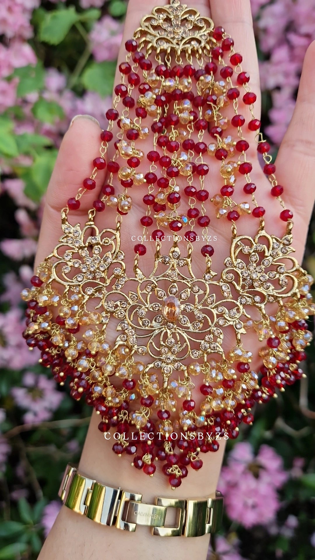 JAMEELA- Beautiful Bridal Pakistani Maroon 4 Piece Jewellery Set
