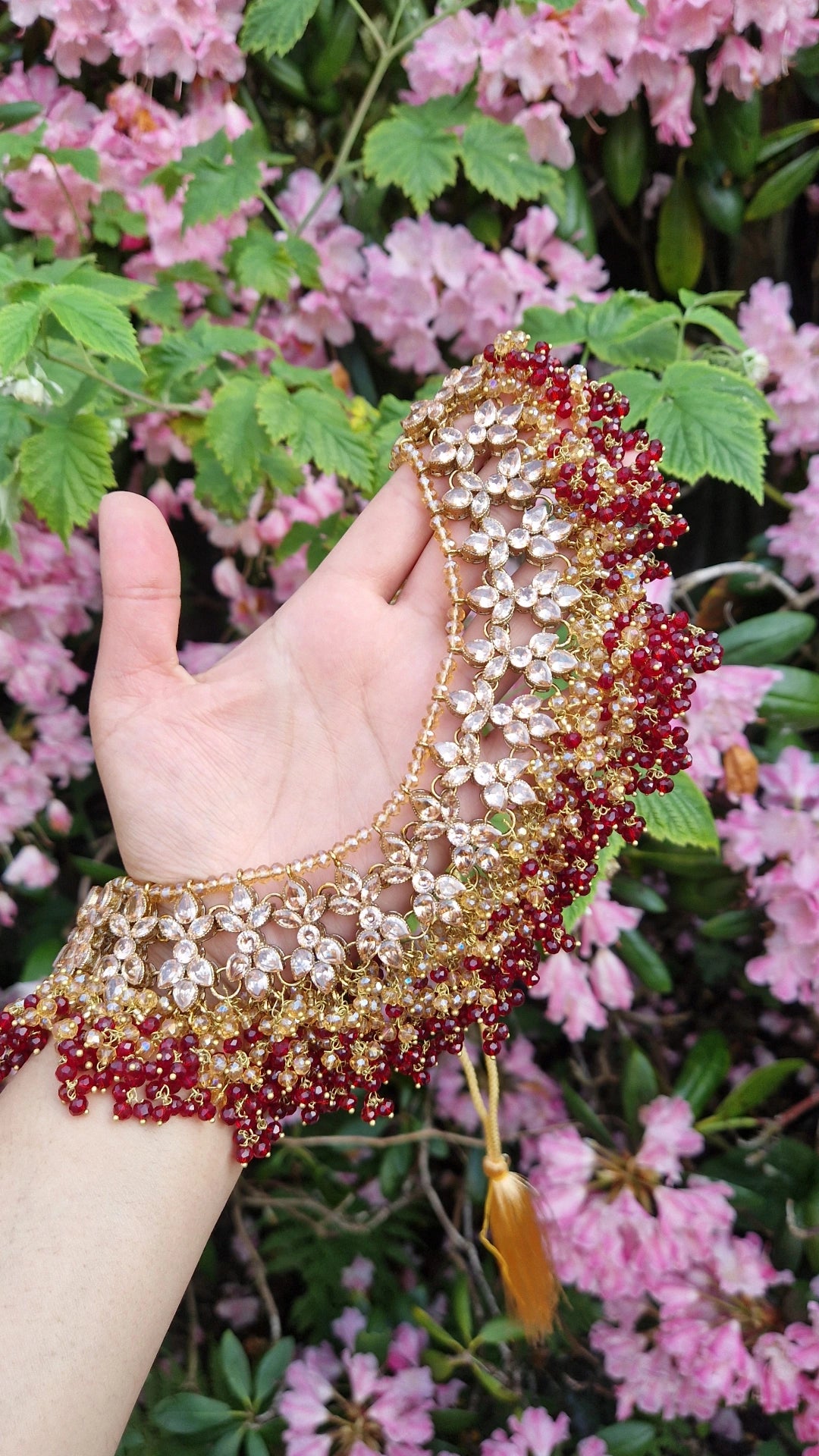 JAMEELA- Beautiful Bridal Pakistani Maroon 4 Piece Jewellery Set