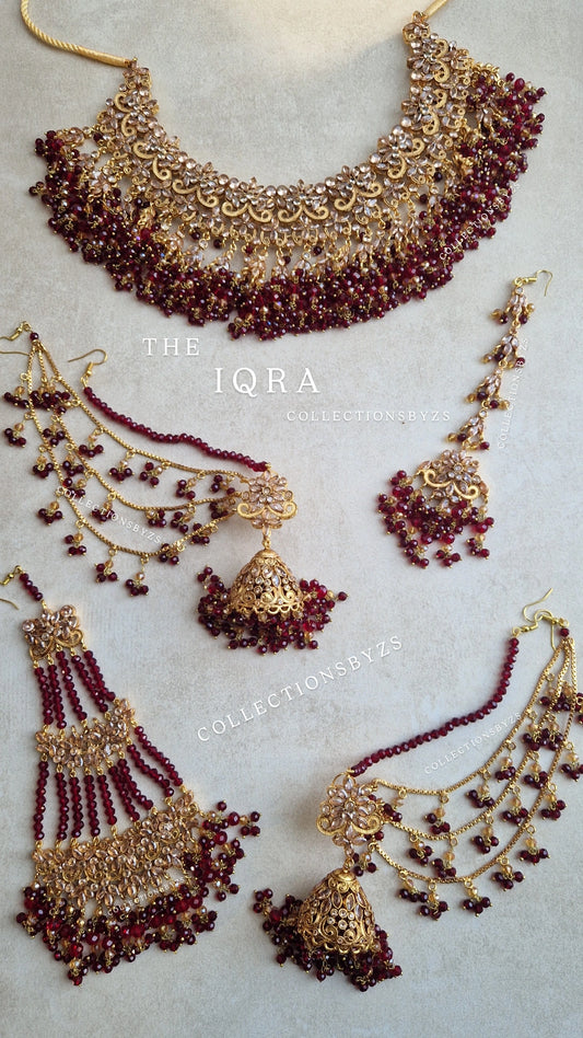 IQRA- Beautiful Pakistani Maroon Bridal Set - 4 piece