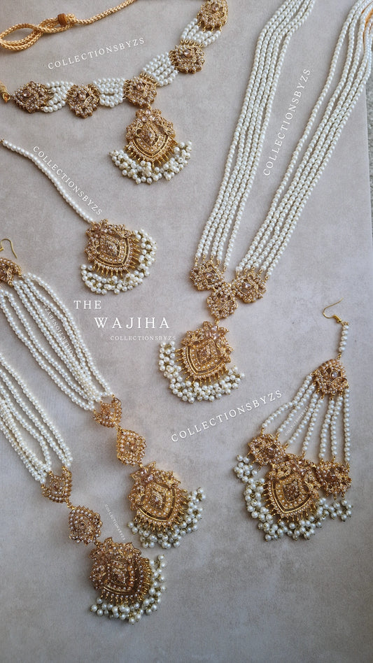 WAJIHA - Elegant 5 Piece Pearl Pakistani Mala & Choker Set.