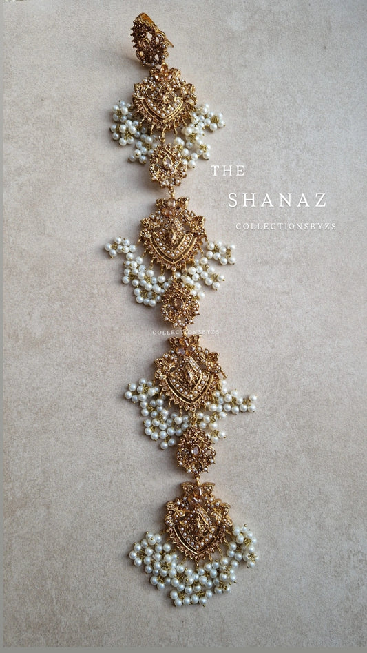 SHANAZ - Pakistani Style Pranda/ Choti - Gold and Pearl