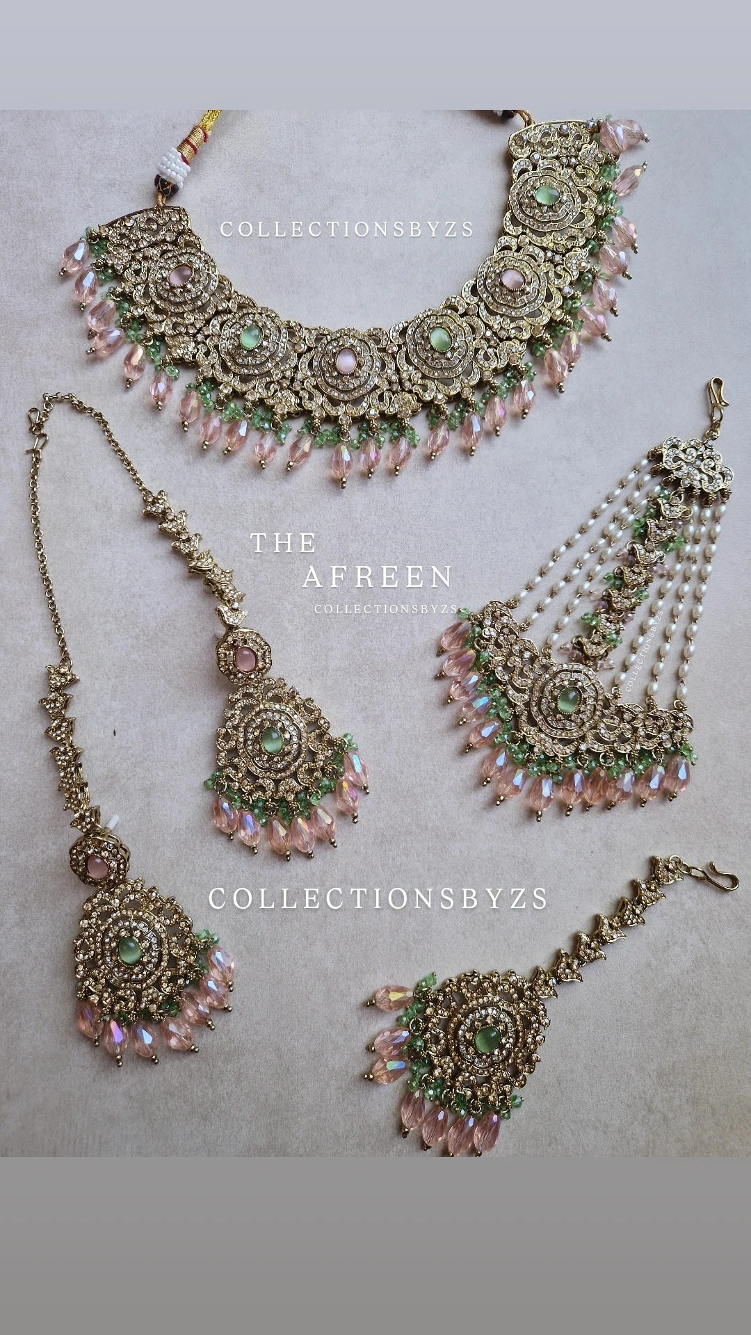 AFREEN - Stunning Indian 4 Piece Set - Pink & Green