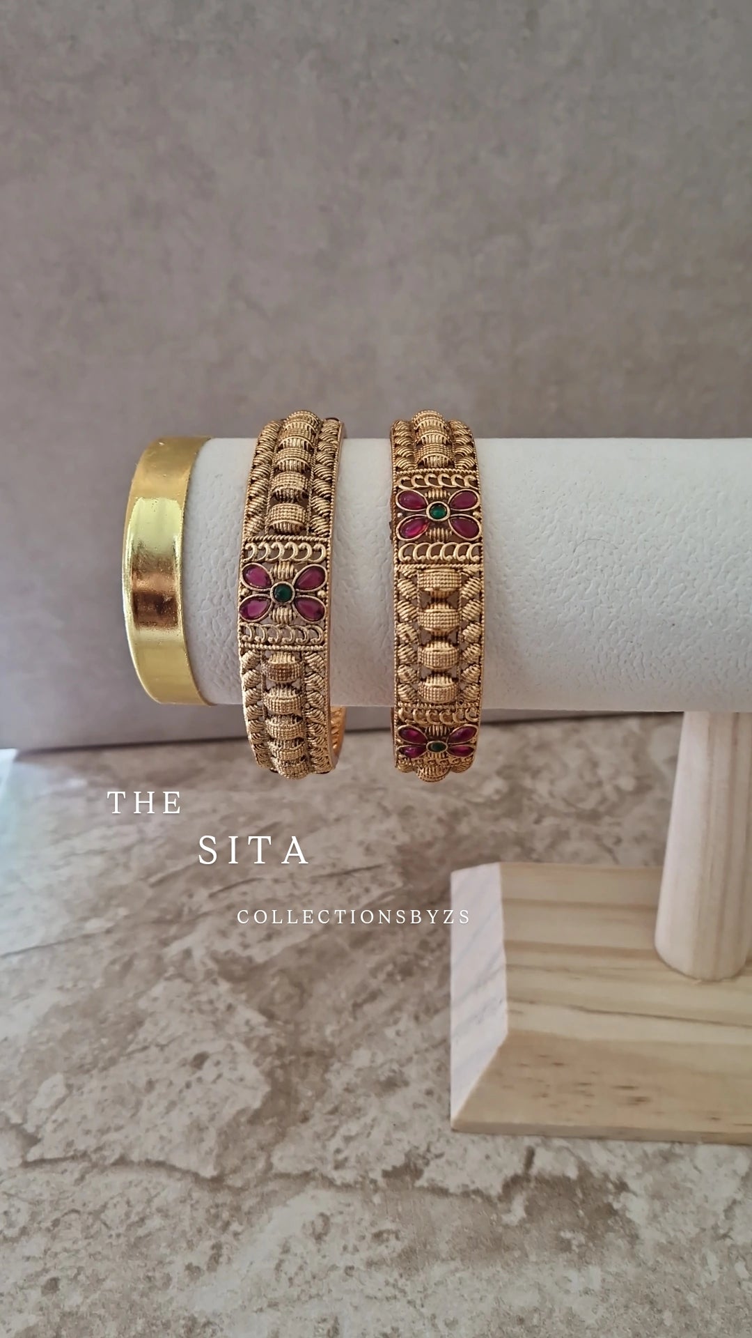 SITA- Traditional Indian Heritage Bangles- Bright Golden and Pink