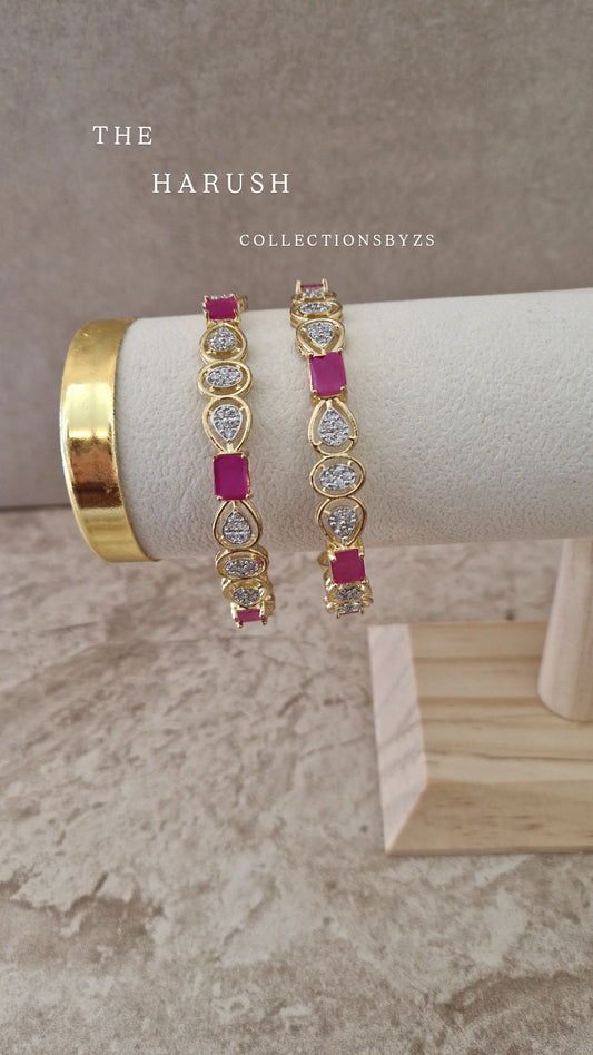 HARUSH- Pink & Golden Indian Bangles X2