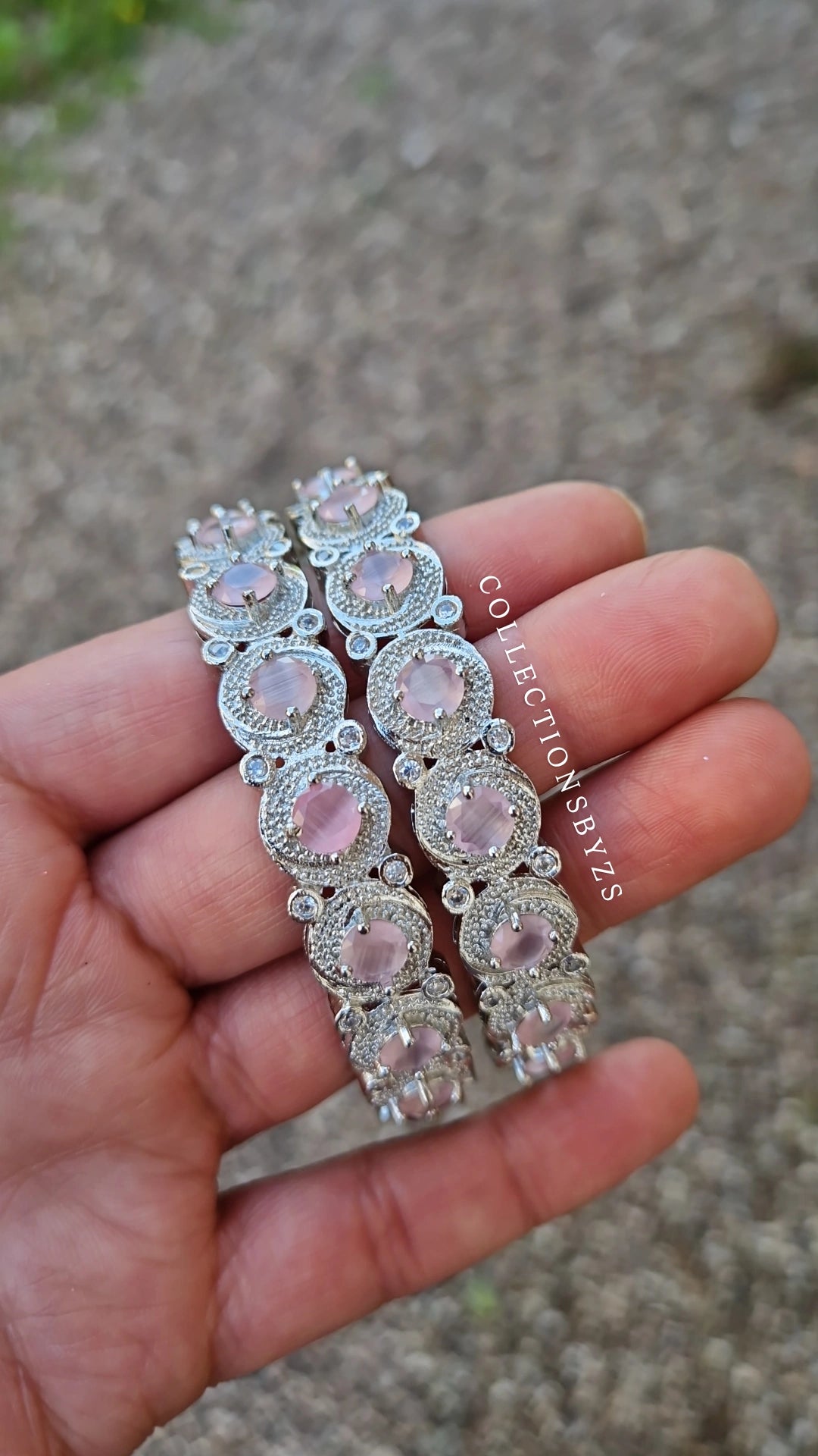 RUMEENA - Beautiful Silver Bangles - PINK