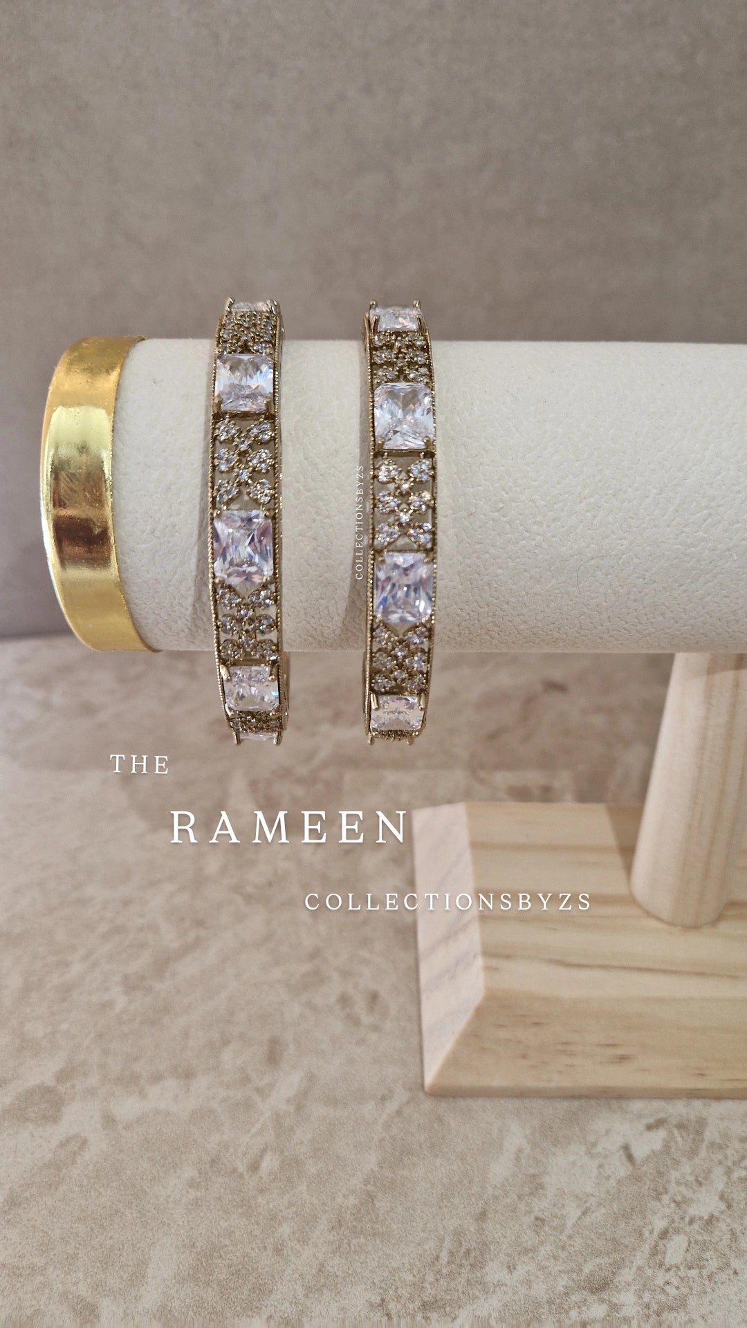 RAMEEN- Elegant American Diamond bangles - Mehndi/Antique Finish