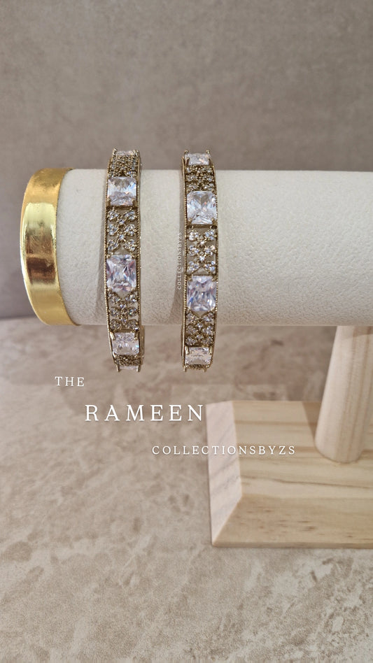 RAMEEN- Elegant American Diamond bangles - Mehndi/Antique Finish