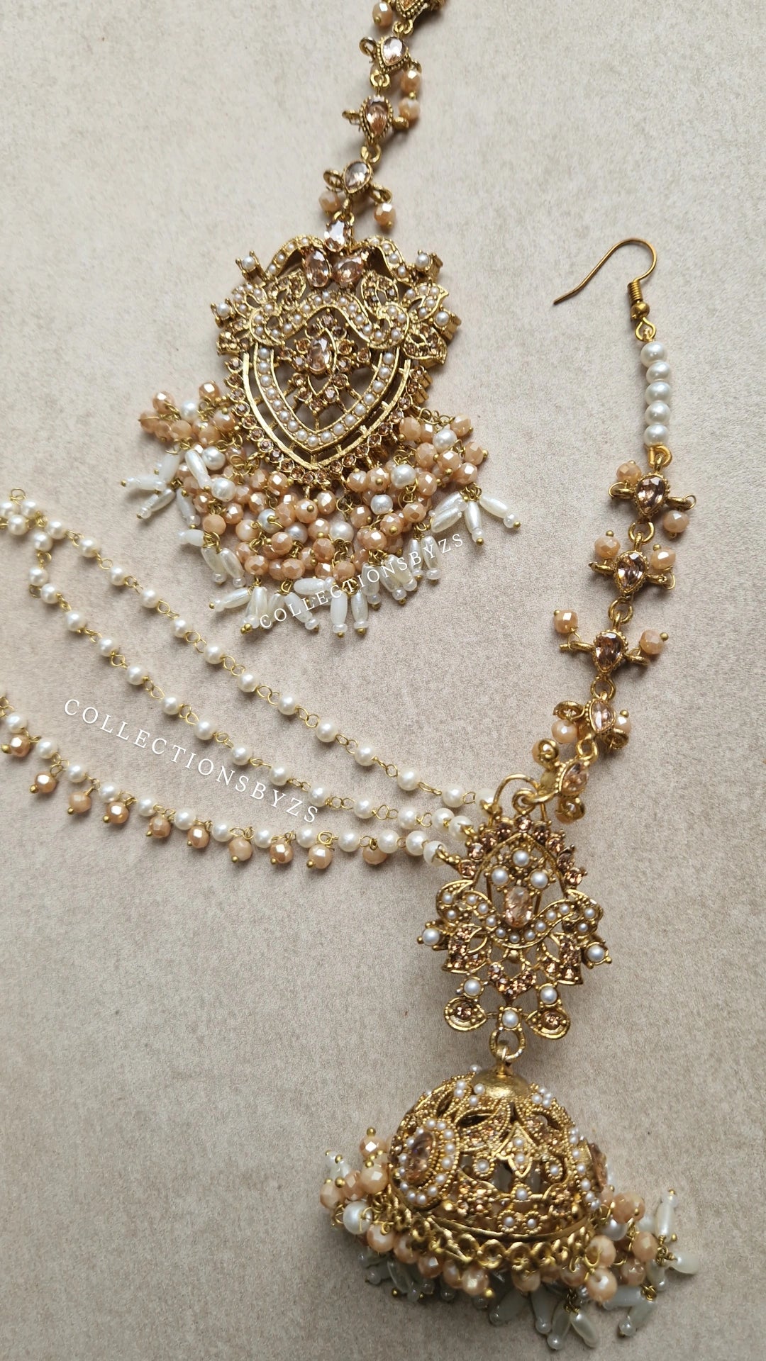 KAINAT  -Pakistani Jhumka with Sahara's and Tikka Set -  FULL GOLD