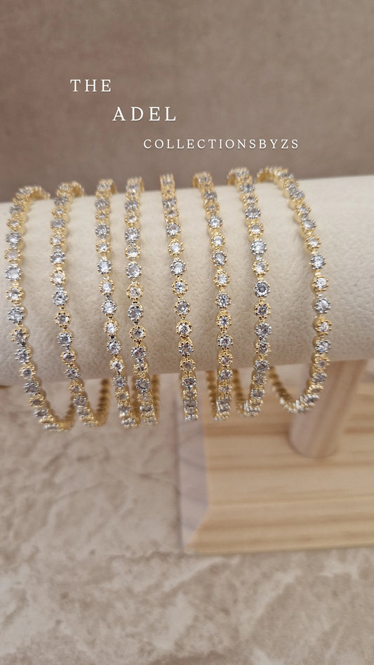 ADEL : 8 Bangles Two toned Gold and Silver American Bangles