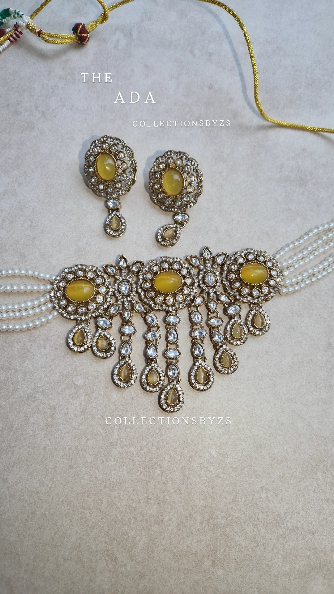 ADA - Beautiful Choker Set Kundan Inspired - YELLOW