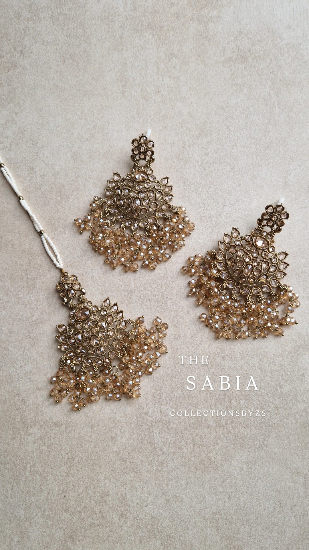 SABIA - Earrings & Tikka Set Reverse AD Full Gold
