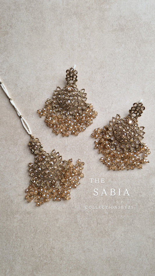 SABIA - Earrings & Tikka Set Reverse AD Full Gold