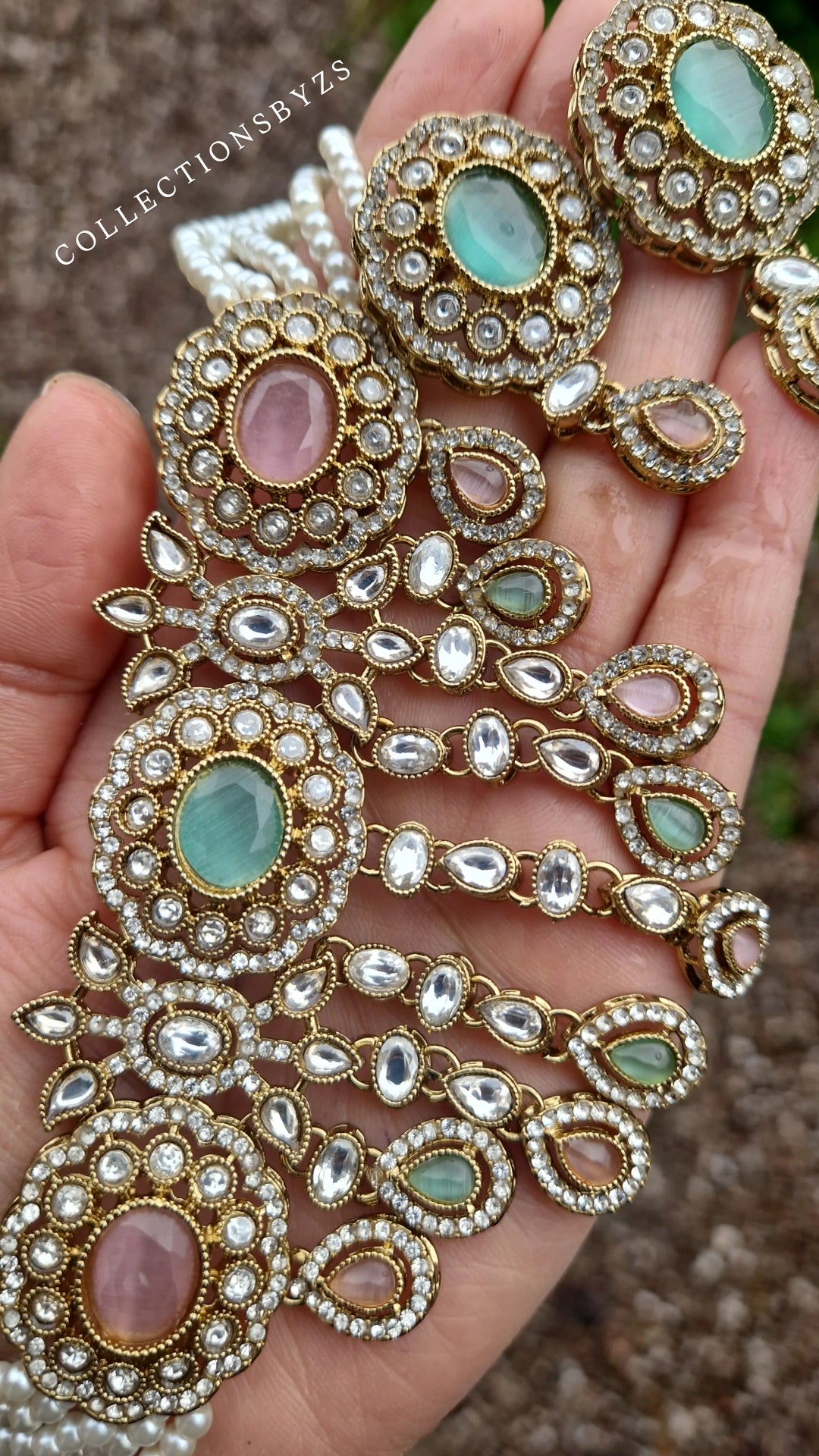 ADA - Beautiful Choker Set Kundan Inspired - PINK & MINT