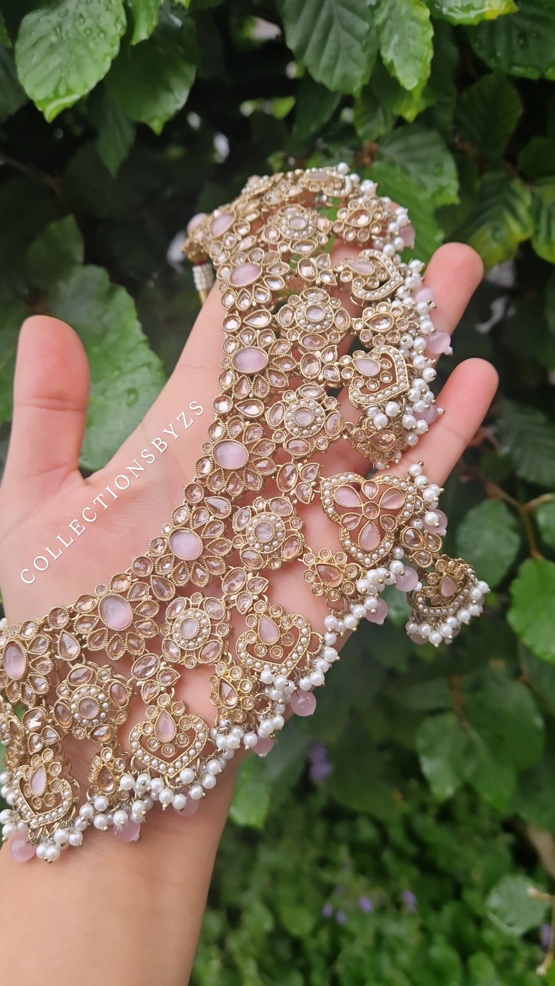 MAHAM- Beautiful Indian Necklace Set - Pink & Pearls