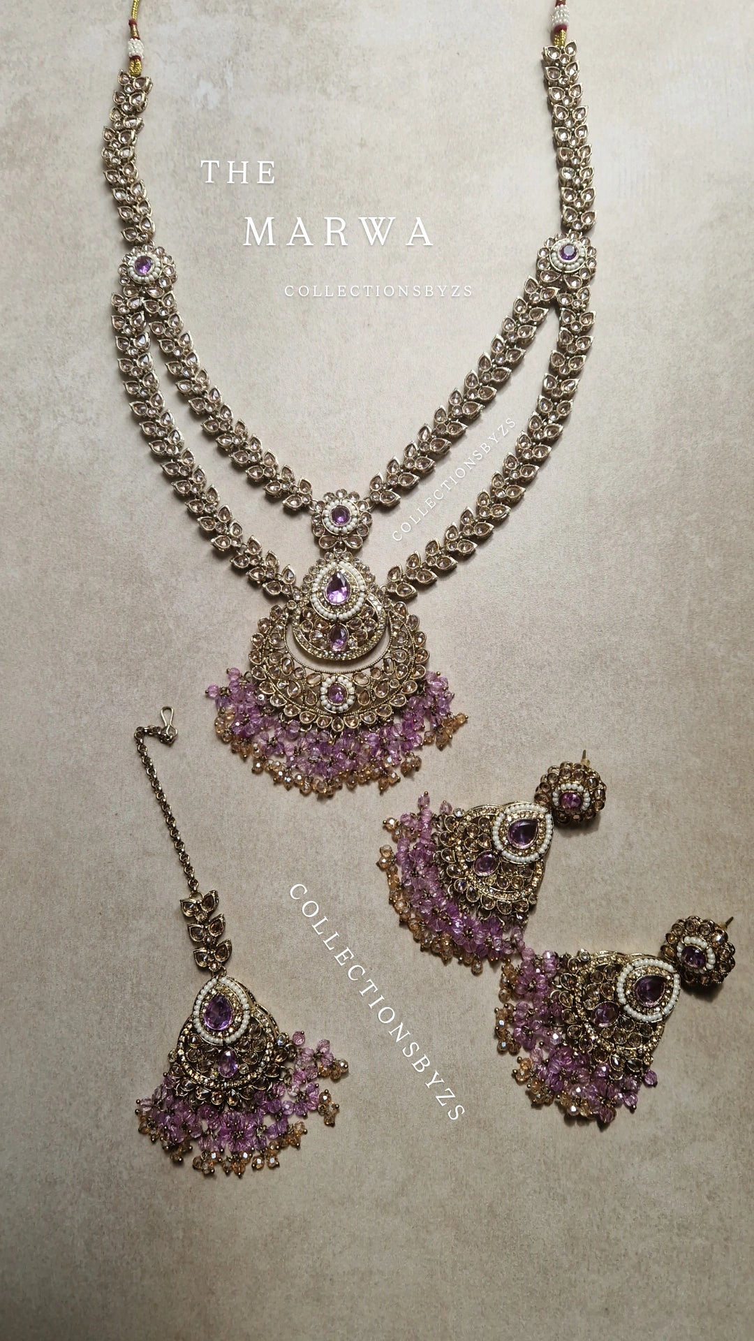 MARWA- Beautiful Indian 3 piece Mala Set- Lilac