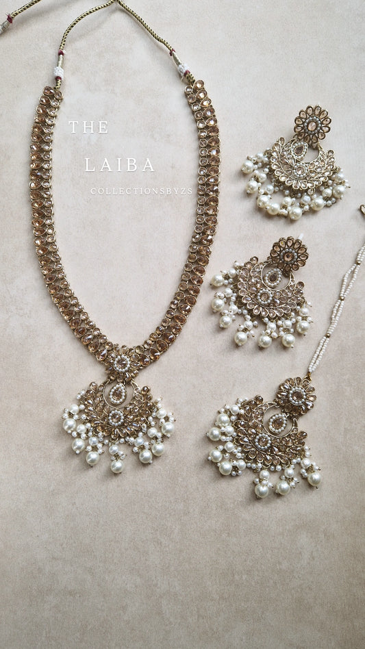 LAIBA - Elegant Indian Mala Set - White Pearl