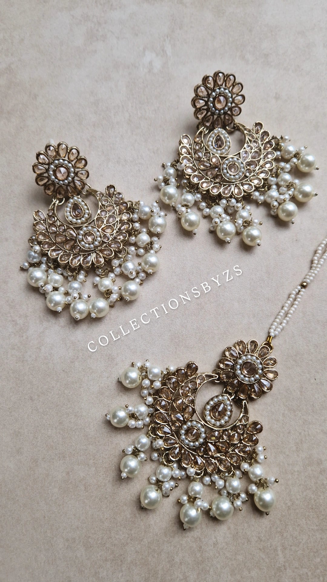 LAIBA - Elegant Indian Mala Set - White Pearl