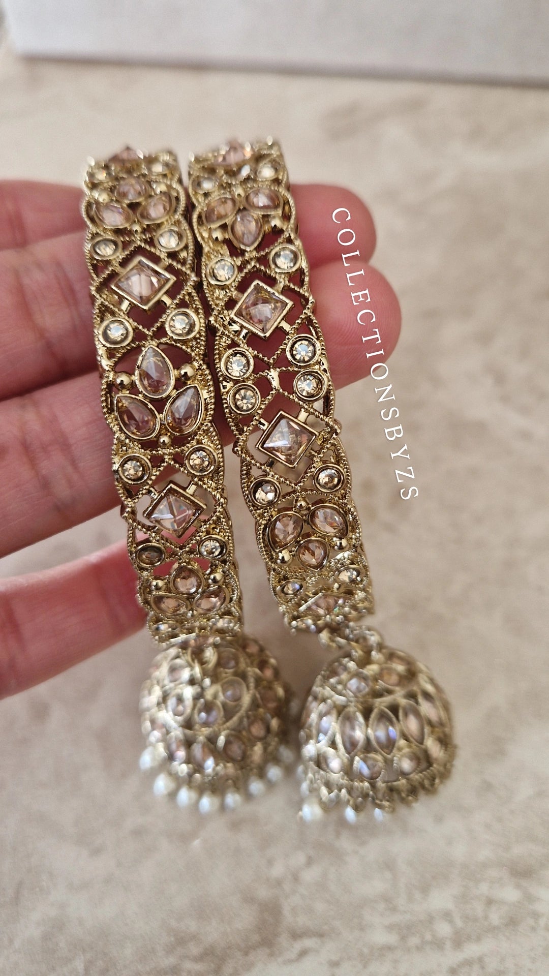 RUBINA - Indian Reverse AD Jumka Bangles - 2 Bangles