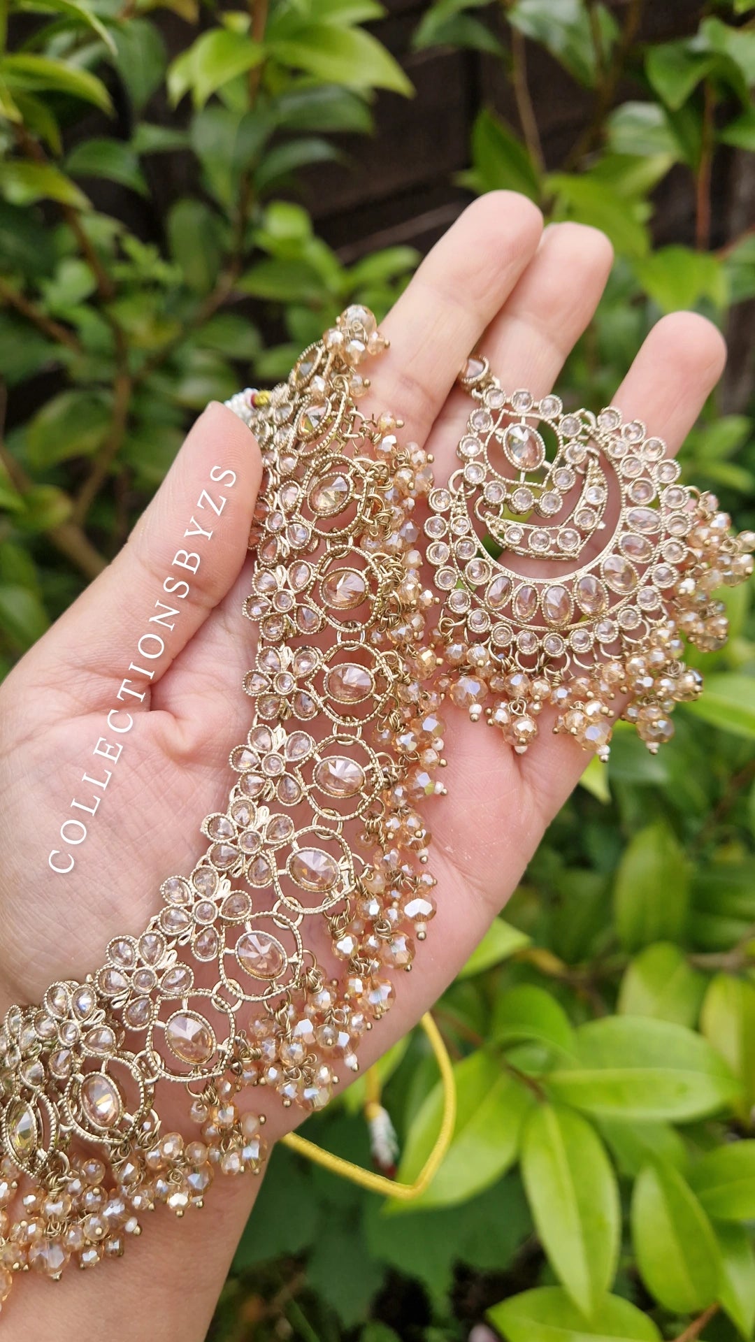 JIA:- Reverse AD Value Golden Indian Jewellery Set