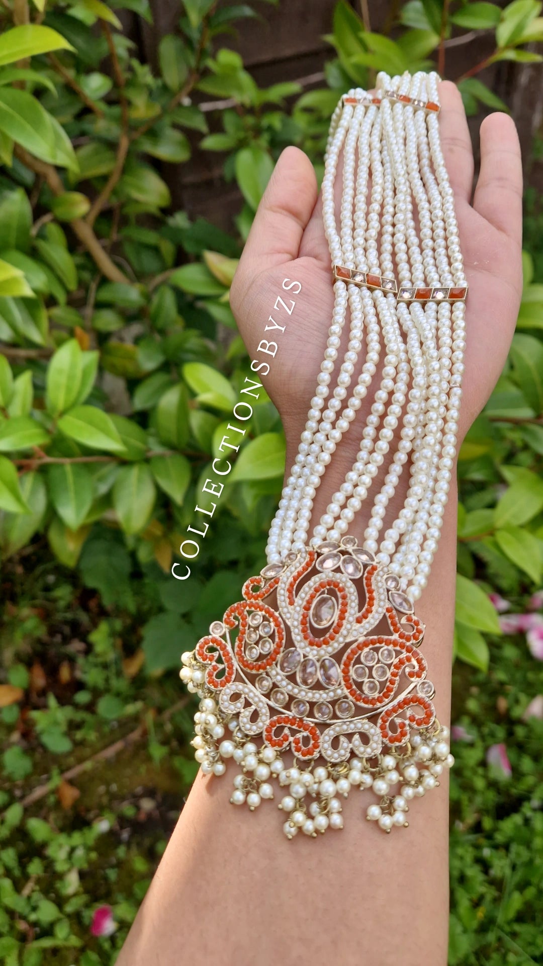 KAREENA- * CLEARANCE* Orange Reverse AD Mala Set