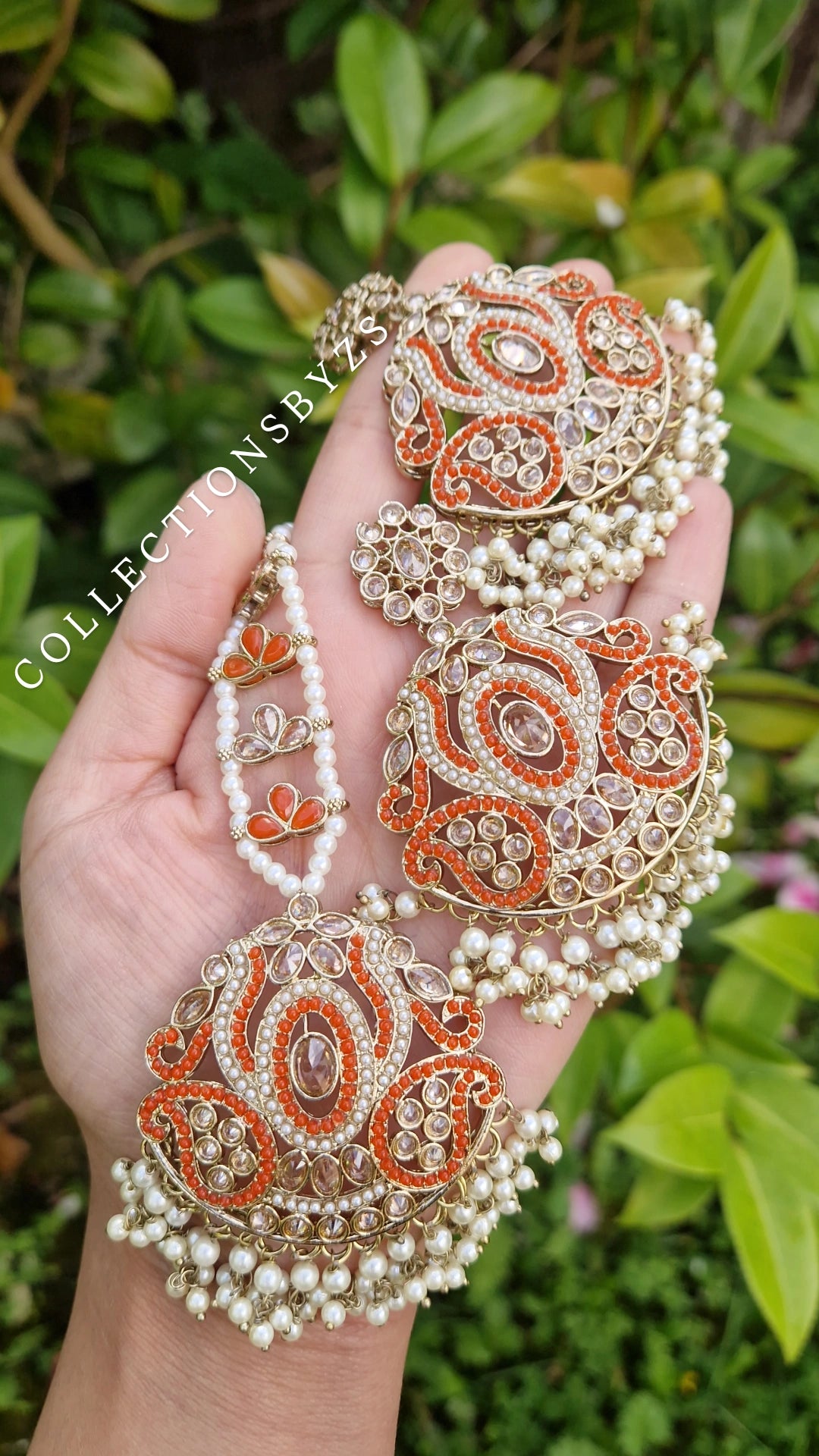 KAREENA- * CLEARANCE* Orange Reverse AD Mala Set