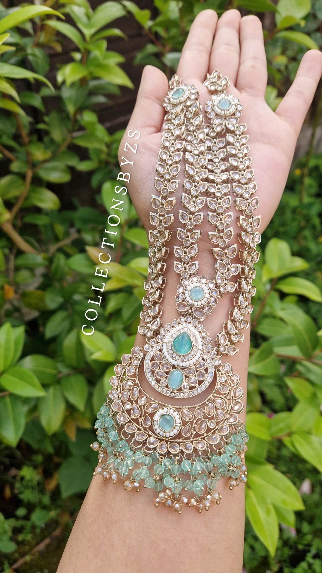 MARWA- Beautiful Indian 3 piece Mala Set- Light Green & Mint