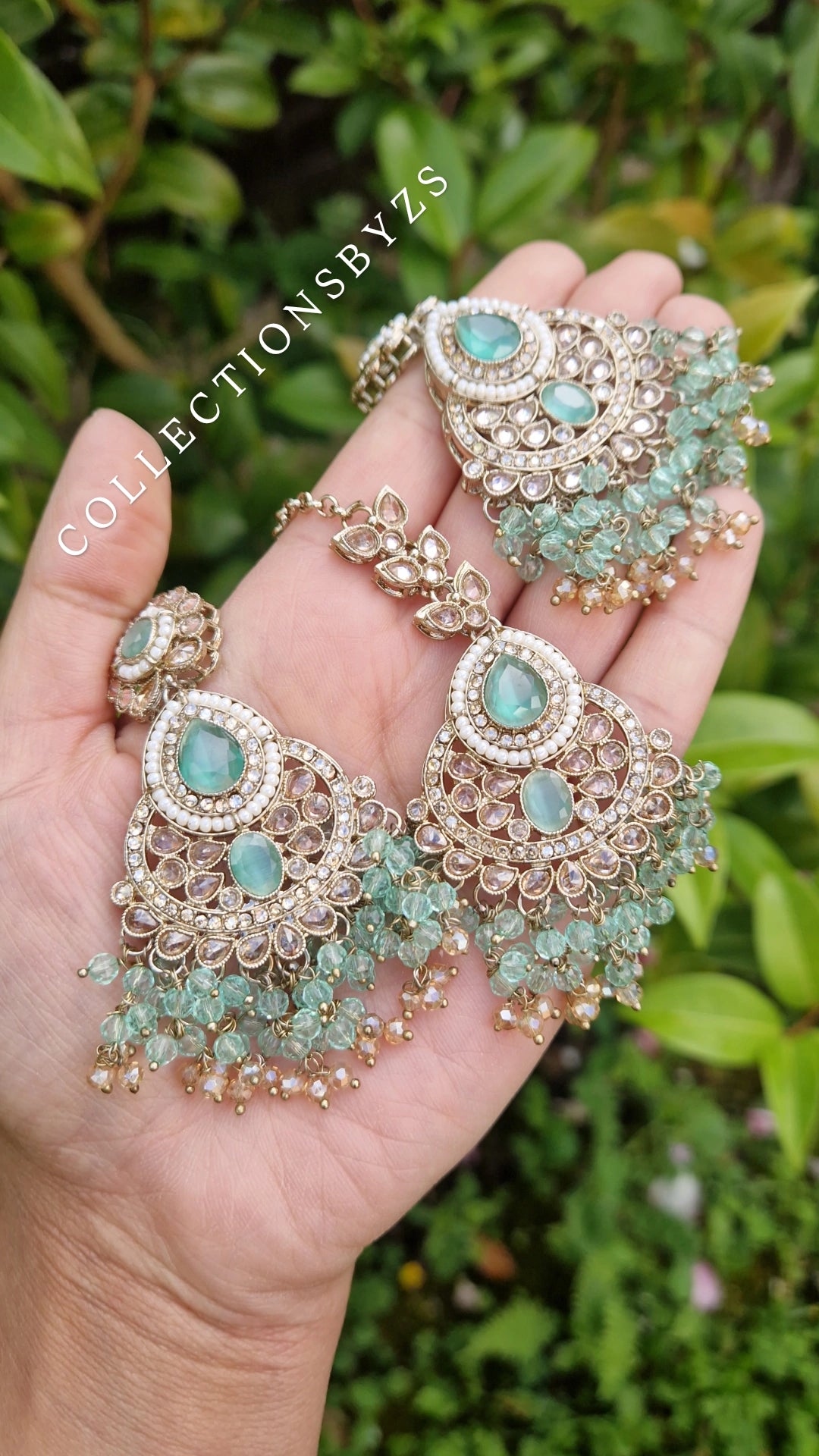 MARWA- Beautiful Indian 3 piece Mala Set- Light Green & Mint