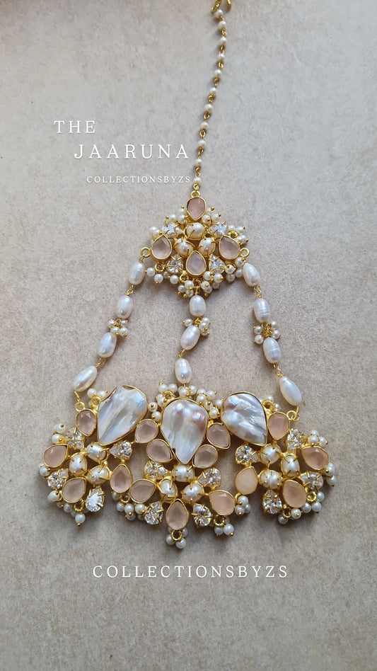 JAARUNA - **PREMIUM** JHUMAR Passa Full Fresh water pearls and Rose Quartz.