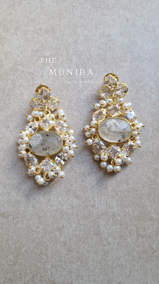 MUNIRA- *Premium*  Earrings- Fresh water Pearls and Moonstone