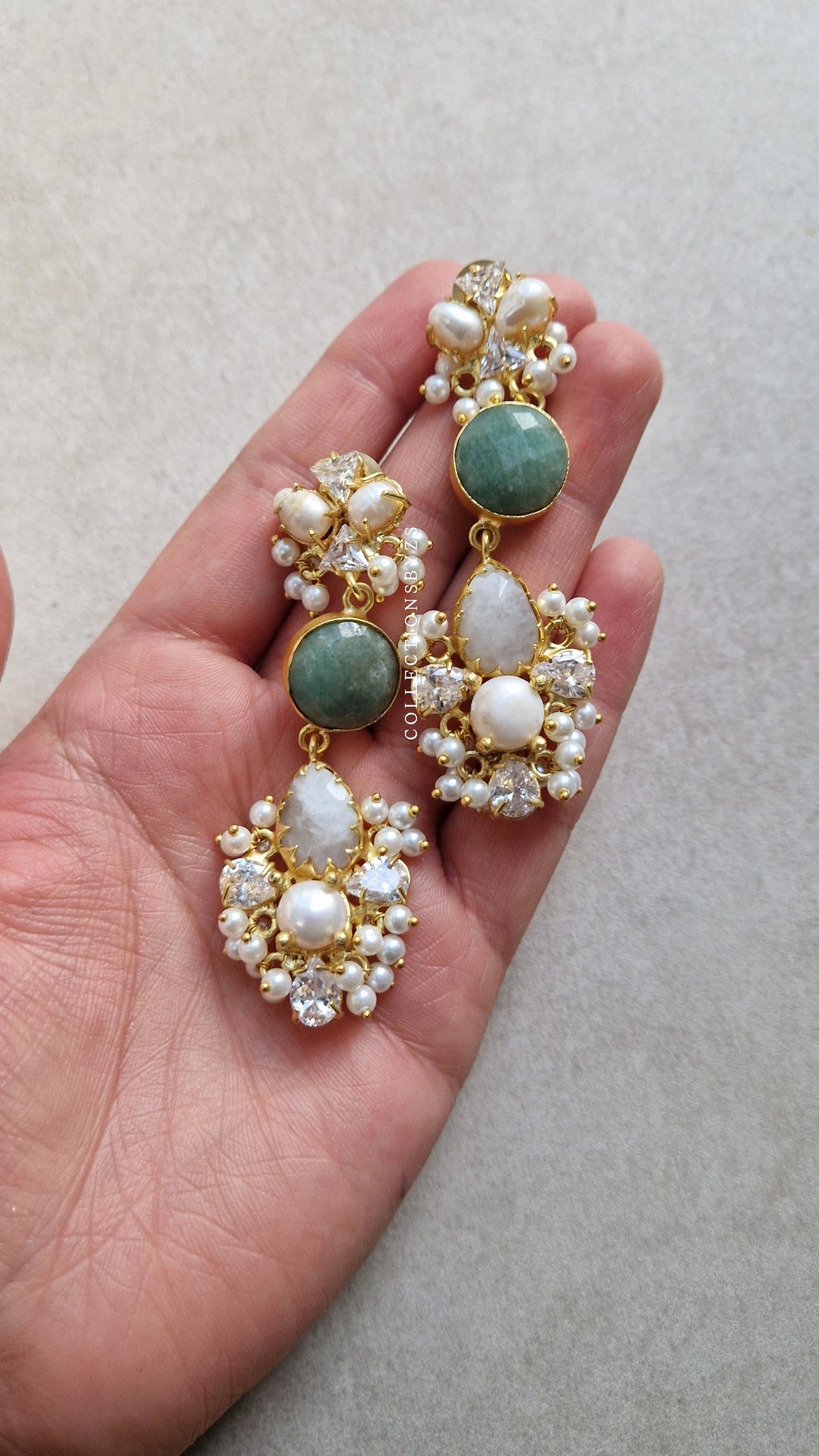 TAMARA * PREMIUM*  Authentic Fresh water Pearls, Semi precious Gemstone Dangle Earrings