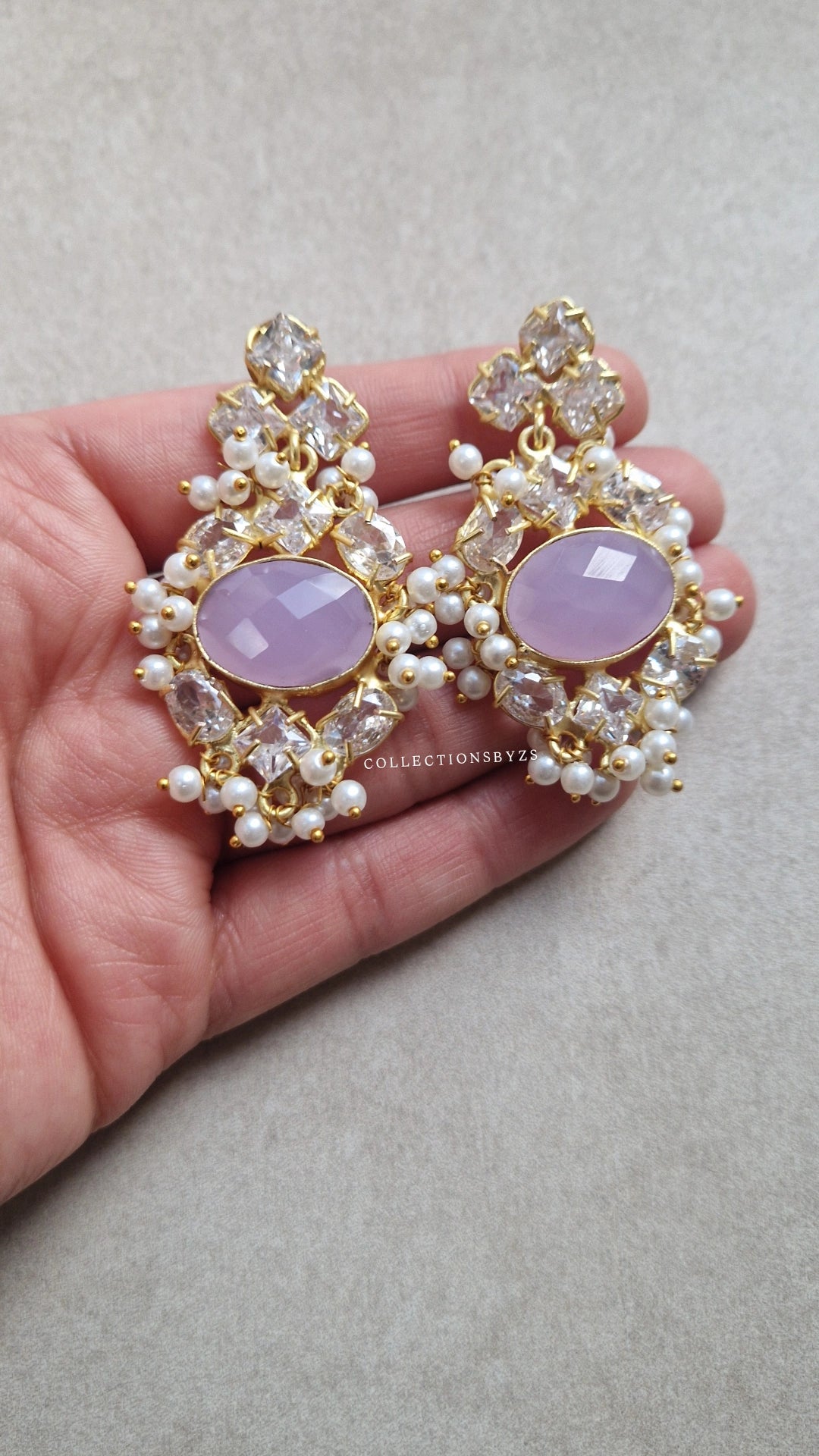 MUNIRA- *Premium*  Earrings- Fresh water Pearls and Purple/Lilac