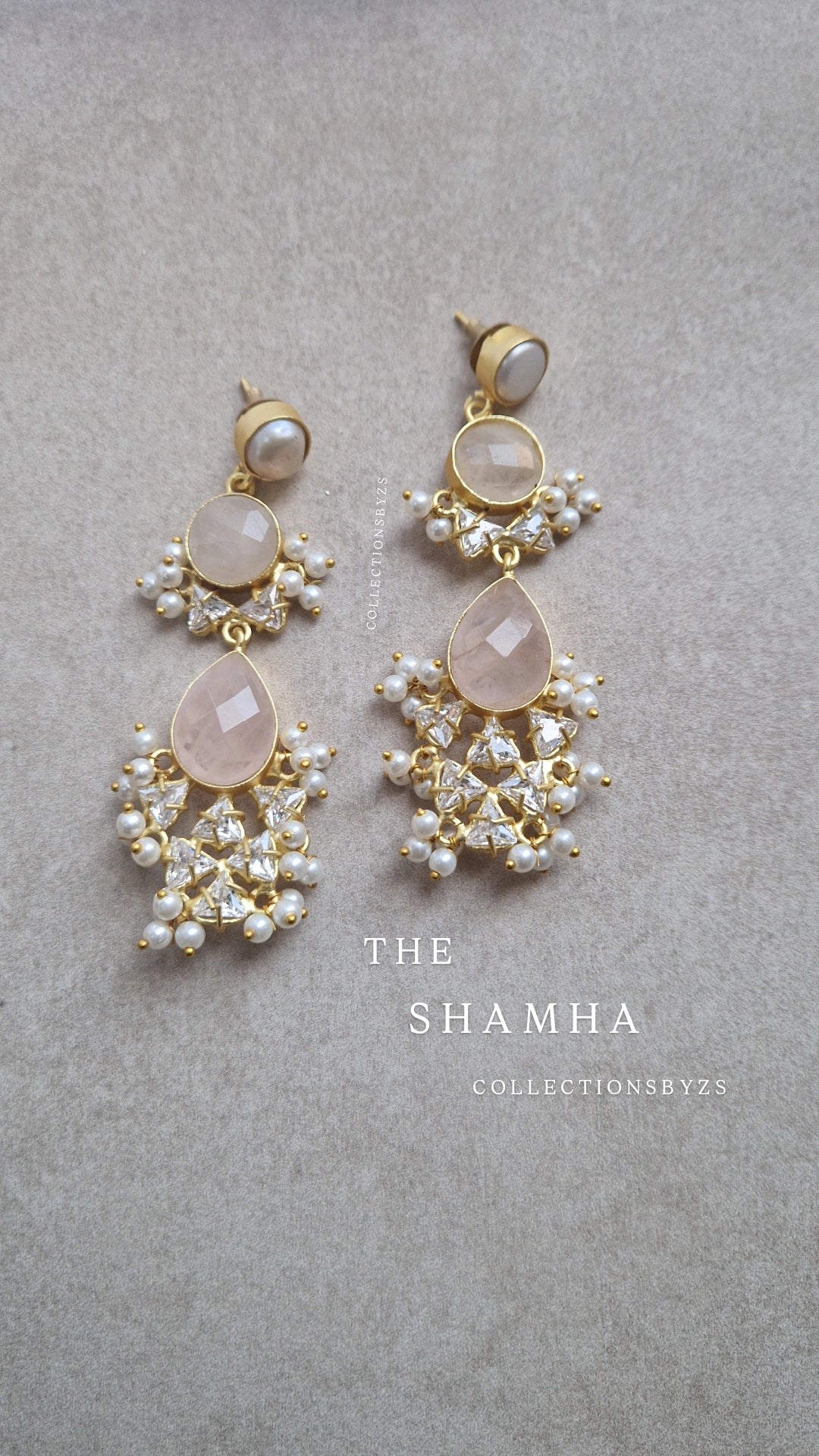 SHAMHA- *Premium*  Earrings- Fresh water Pearls and Rose Quartz