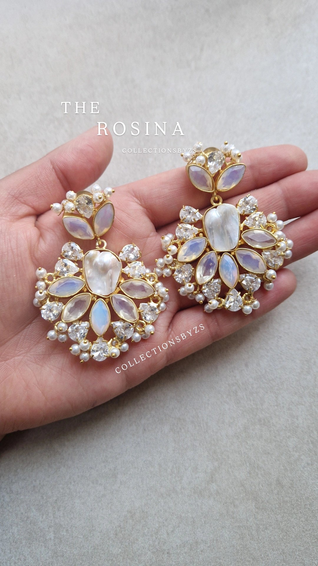 ROSINA - *Premium*  Earrings- Fresh water Pearls and Opalite