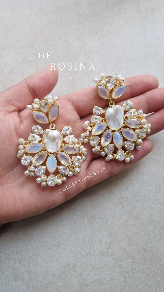 ROSINA - *Premium*  Earrings- Fresh water Pearls and Opalite