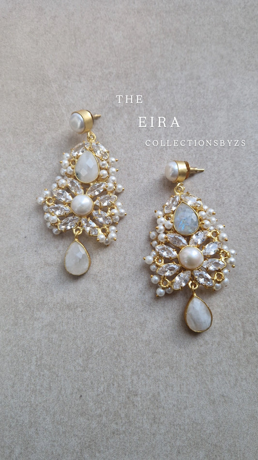 EIRA - *Premium*  Semi Precious & Real Fresh Water Pearl Earrings - Moonstone