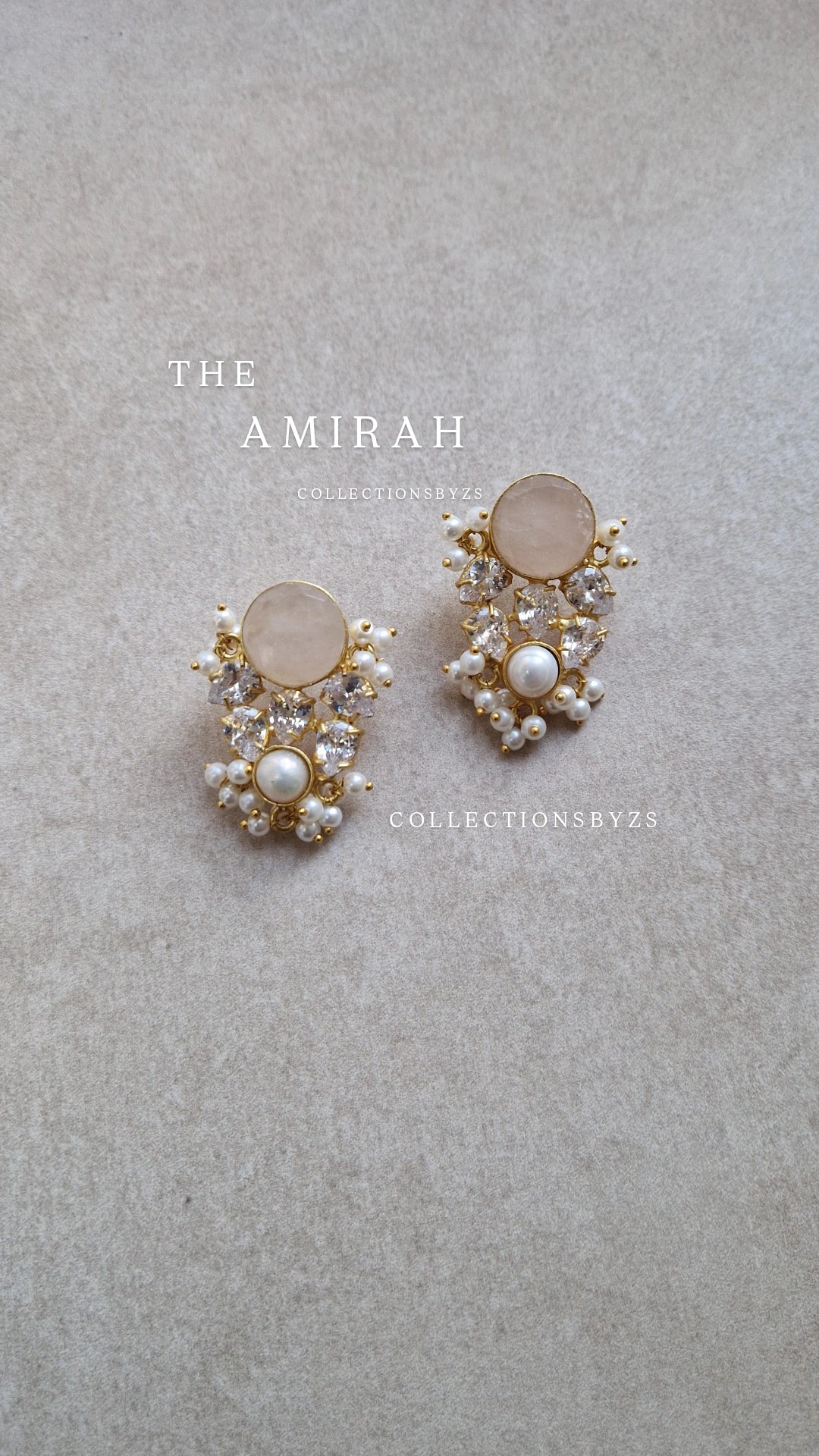 AMIRAH *Premium*  Stud Earrings- Rose Quartz and Fresh Water Pearls