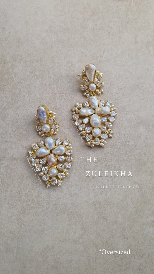 ZULEIKHA- * PREMIUM*  Authentic Fresh water Pearls and Crystal Earrings