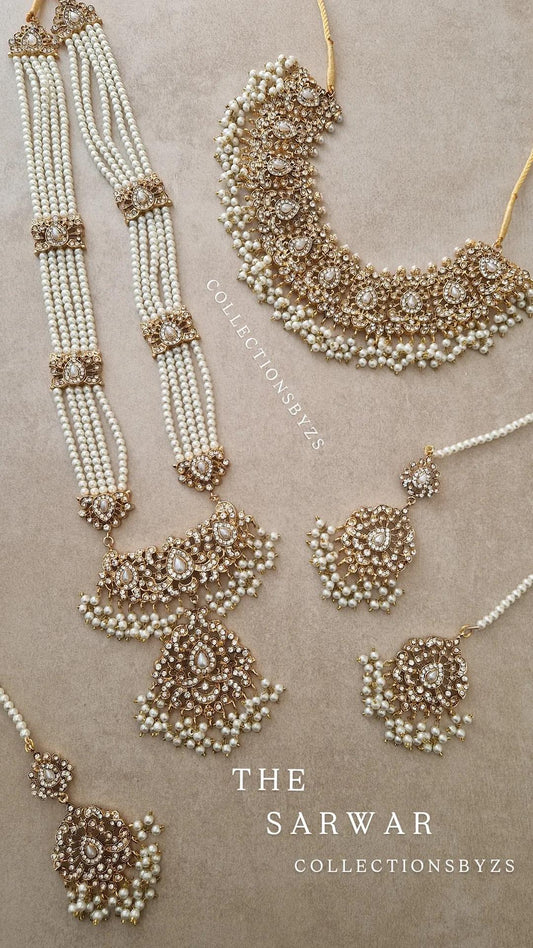 SARWAR- 4 Piece Traditional Hyderabadi Thin Set - Two Toned Gold & Silver.
