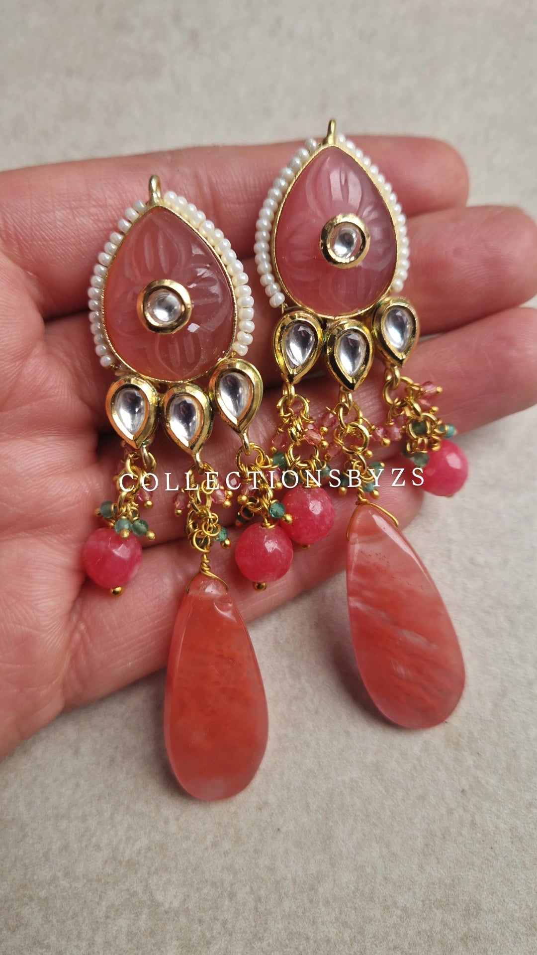 SANPREET - Premium Meenakari Choker Set - CORAL PINK.