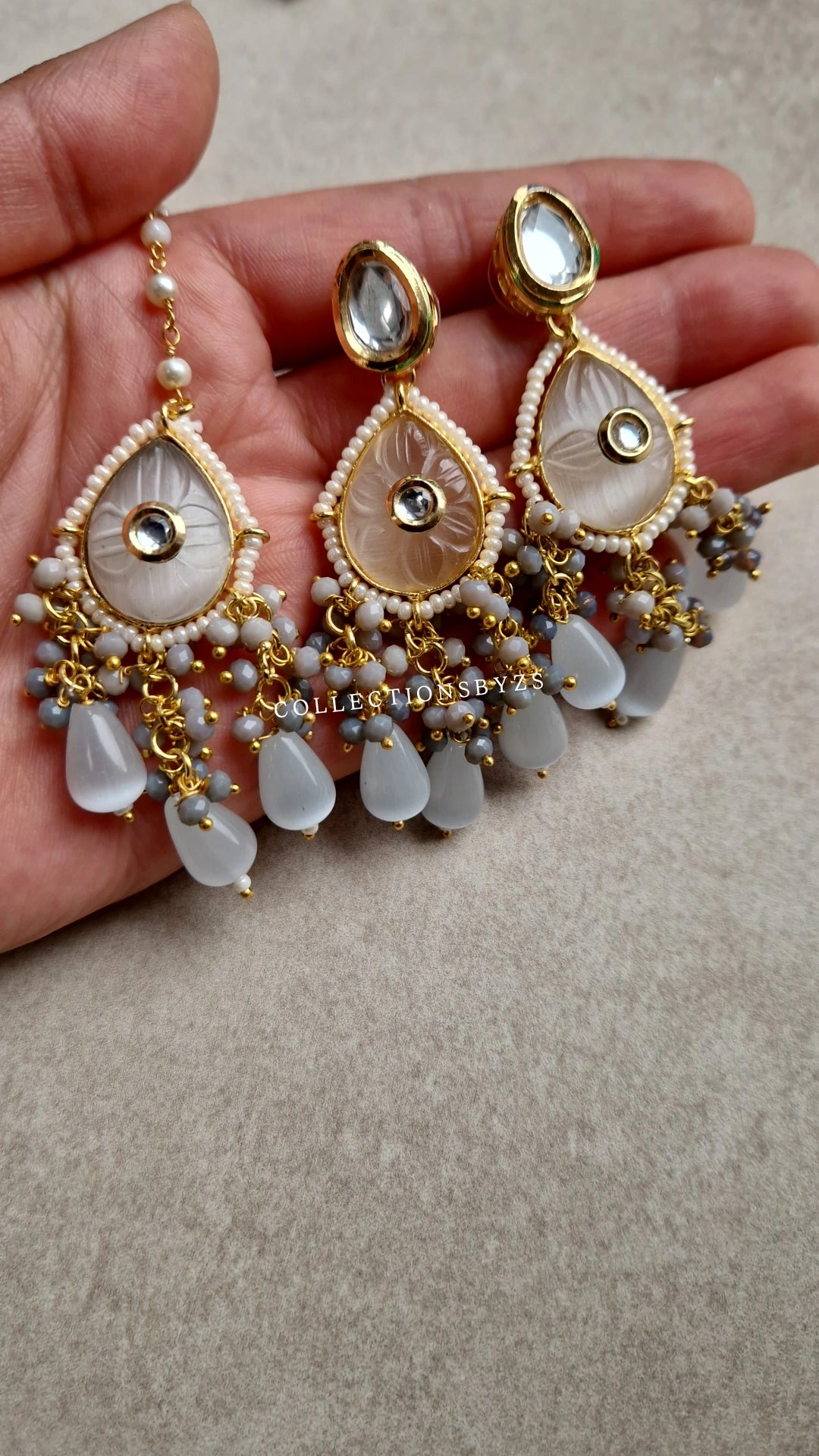 HARPREET - Premium Grey Meenakari Choker Set - Kundan Collection - GREY