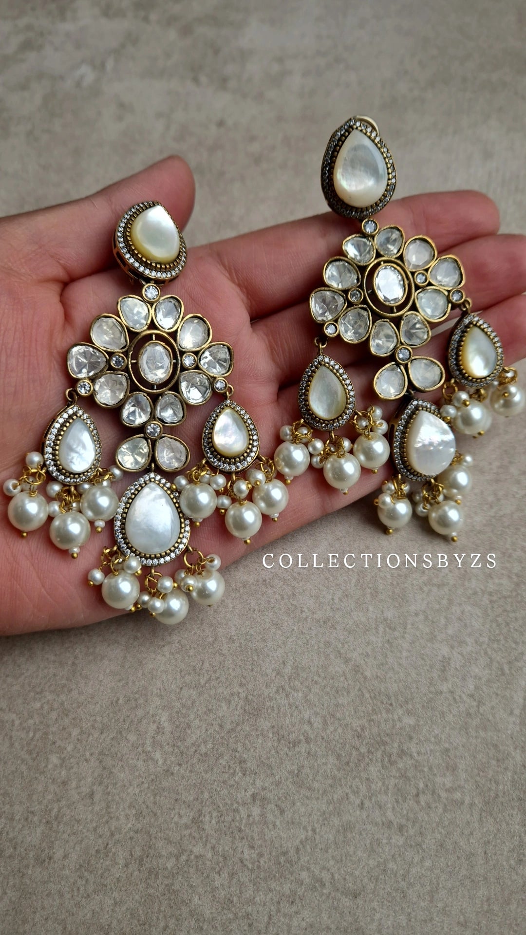 RIZWANA -*Premium* Beautiful Elegant Authentic Indian Mossonite & Monalisa Earrings - White