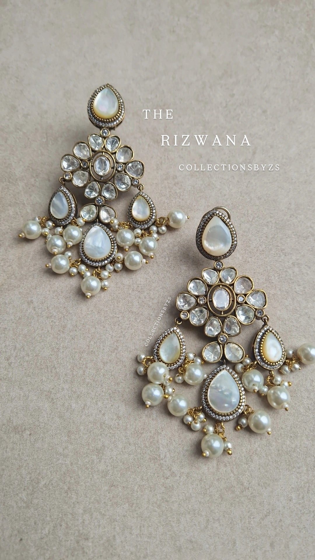 RIZWANA -*Premium* Beautiful Elegant Authentic Indian Mossonite & Monalisa Earrings - White
