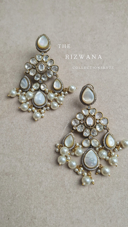 RIZWANA -*Premium* Beautiful Elegant Authentic Indian Mossonite & Monalisa Earrings - White
