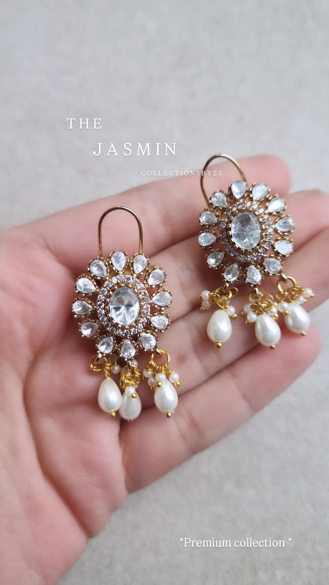 JASMIN - *PREMIUM* Mossonite Studs with pearl drop.