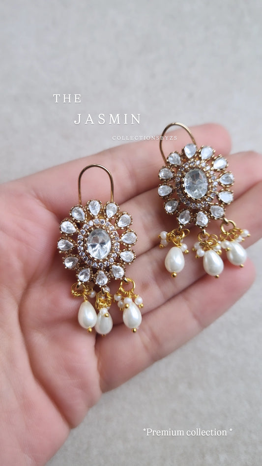 JASMIN - *PREMIUM* Mossonite Studs with pearl drop.