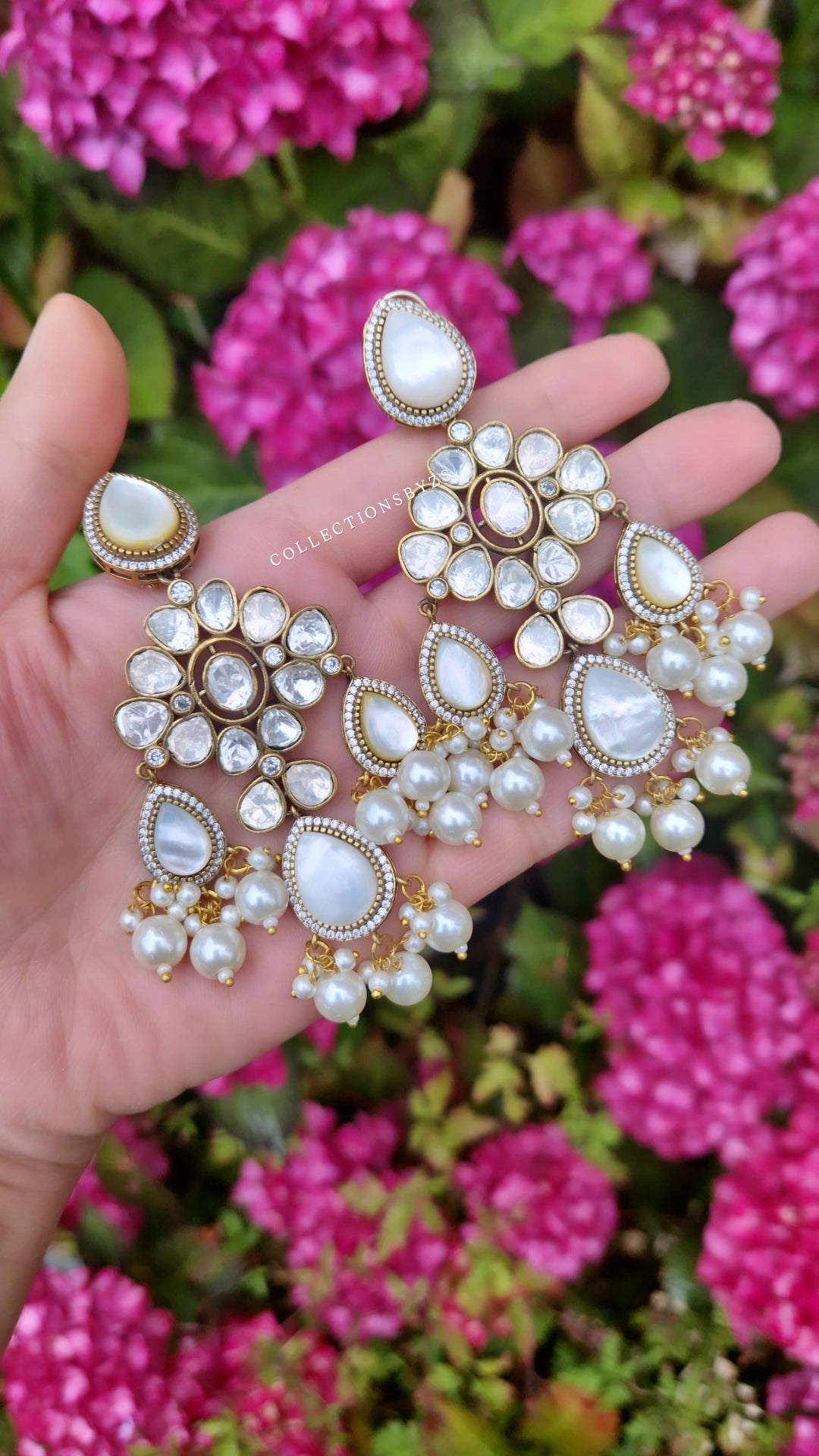 RIZWANA -*Premium* Beautiful Elegant Authentic Indian Mossonite & Monalisa Earrings - White