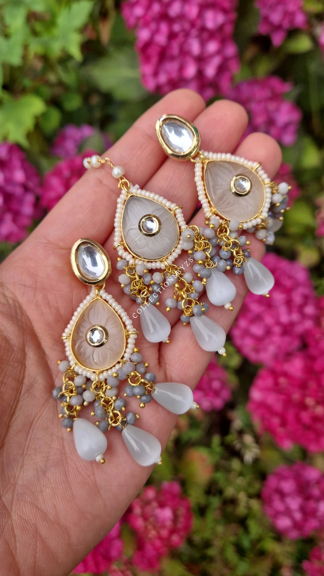 HARPREET - Premium Grey Meenakari Choker Set - Kundan Collection - GREY
