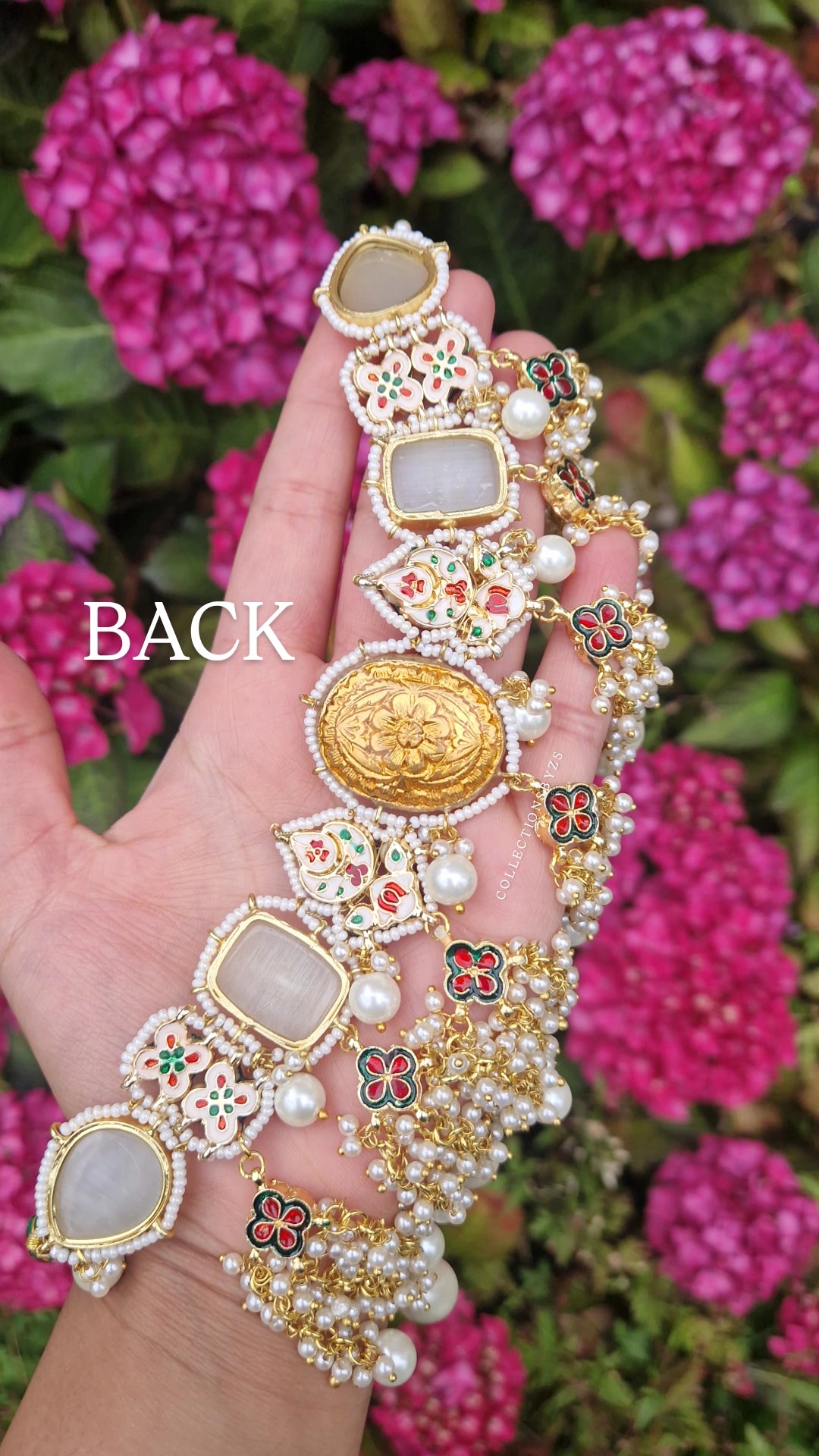 SRI - Premium Meenakari Pearl Choker Set - Pearls - Butter Yellow & Off White.
