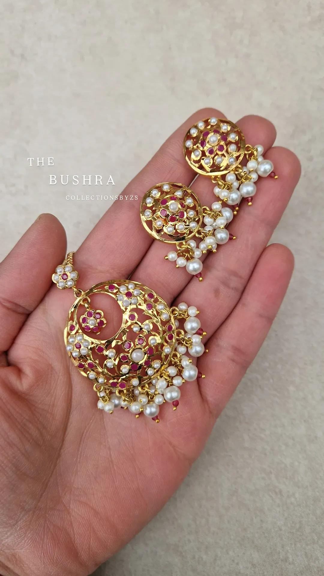 BUSHRA- *Premium* *Introductory offer* Gold Plated Hyderabadi Ruby Pendant Set
