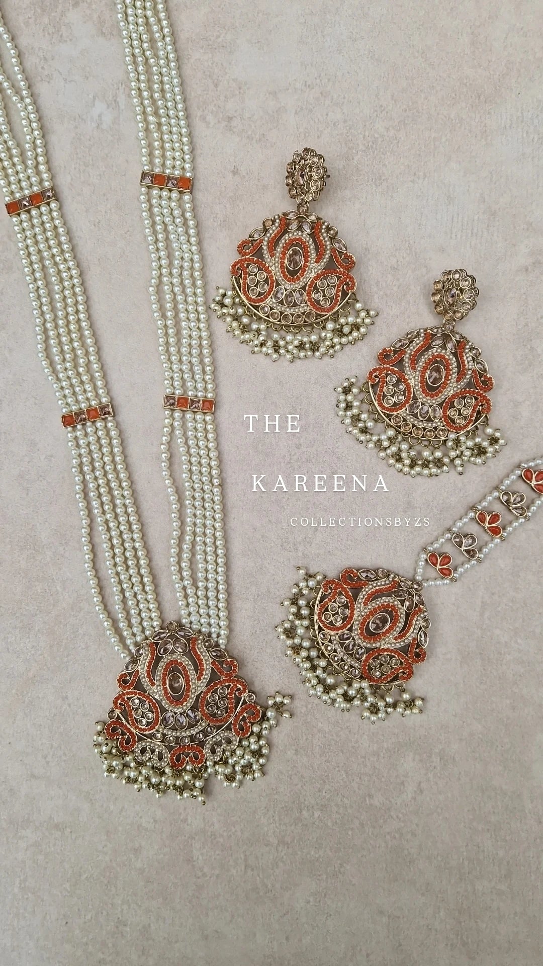 KAREENA- * CLEARANCE* Orange Reverse AD Mala Set
